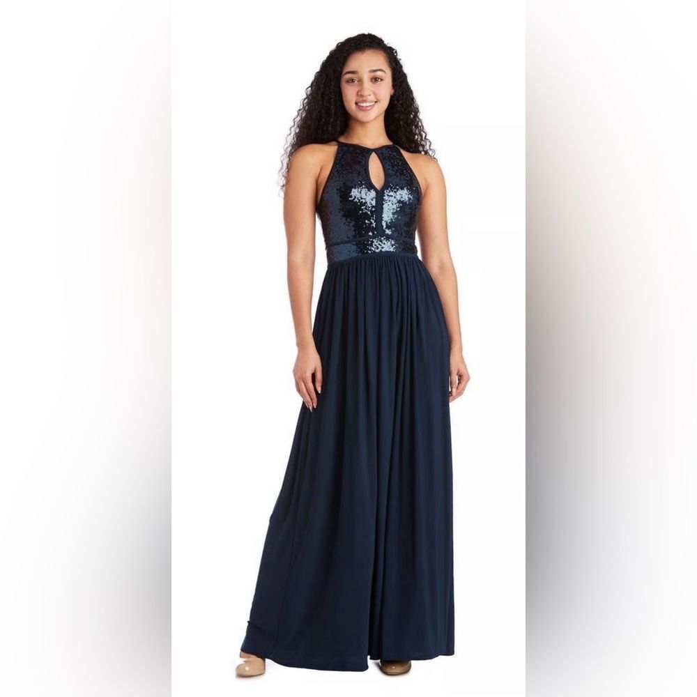 Morgan & Co. Navy Sequin Maxi Dress